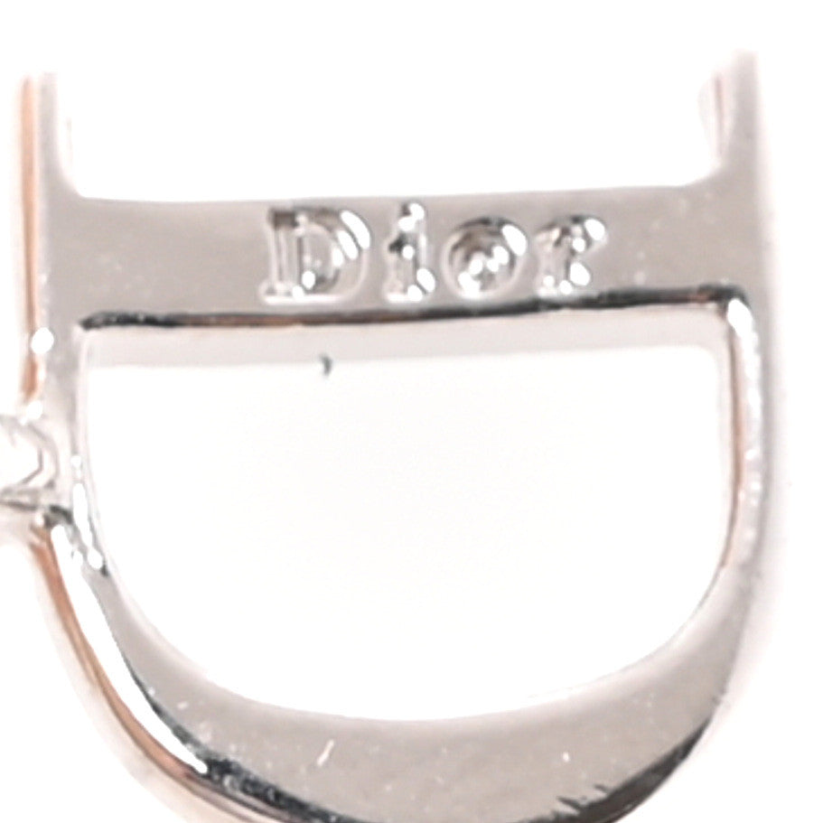 Christian Dior Crystal Hoop Earrings Silver 4 of 4