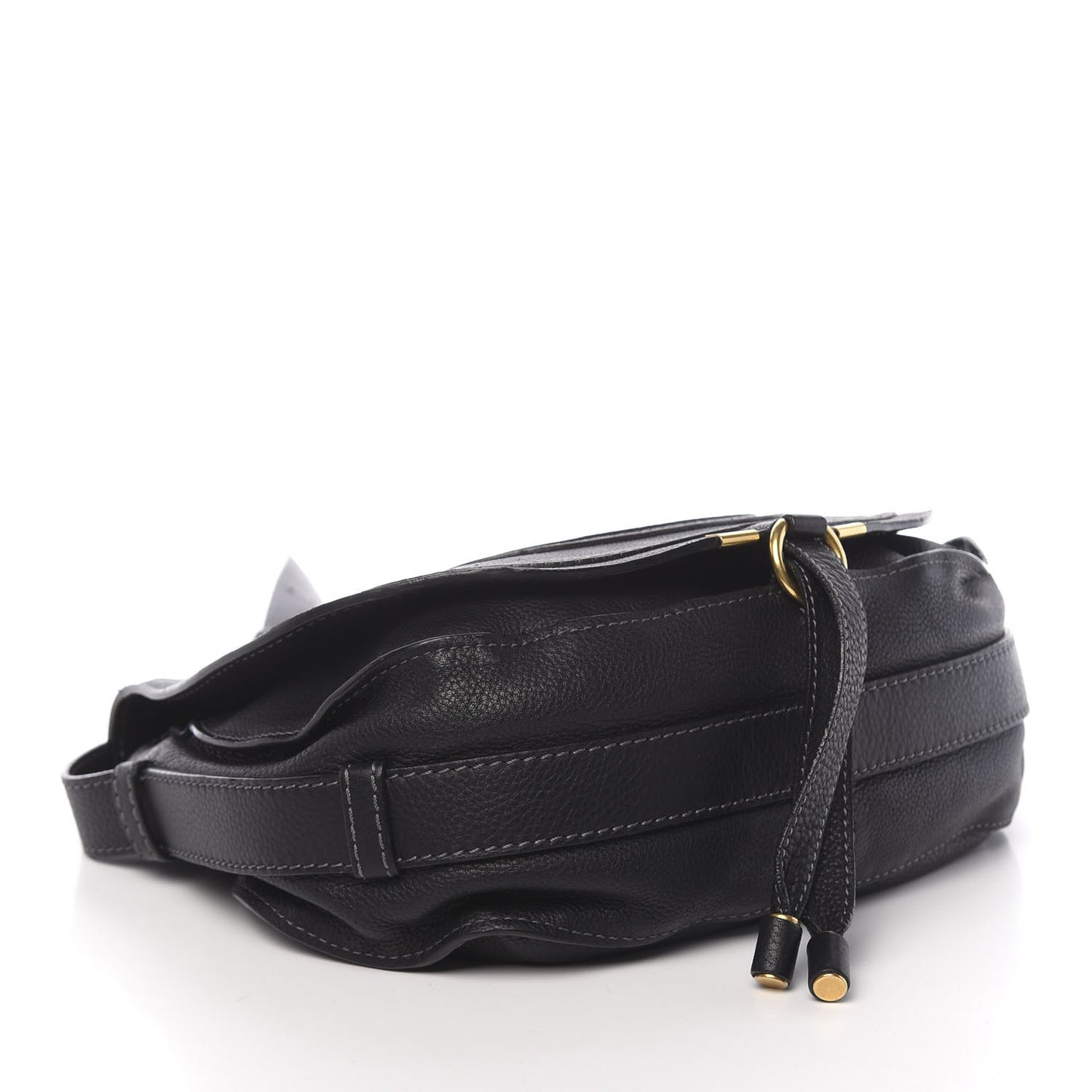 Calfskin Medium Marcie Round Crossbody Bag Black