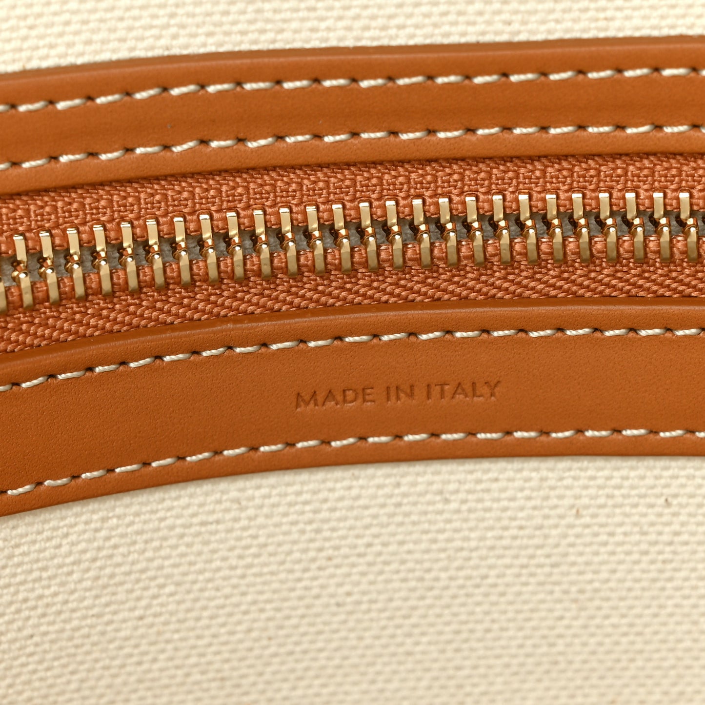 Canvas Calfskin Horizontal Cabas Natural Tan
