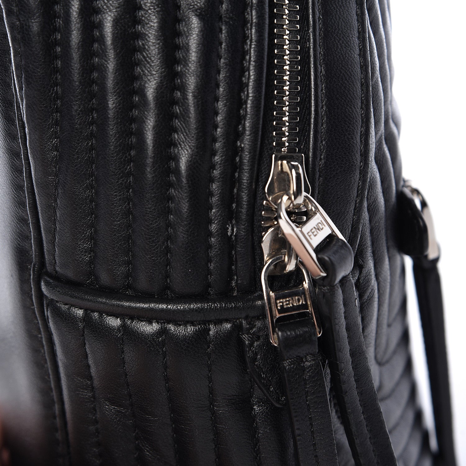 Fendi Shiny Nappa Trapuntata Mini Backpack Black 9 of 13
