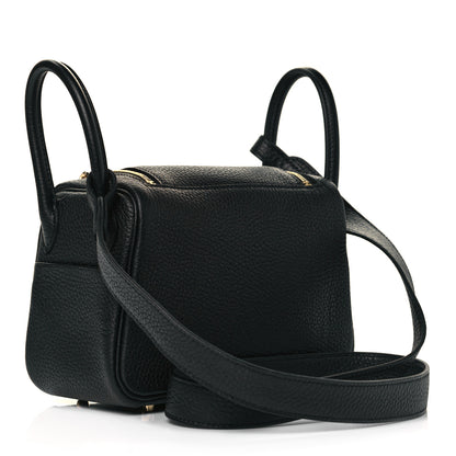 Hermes Taurillon Clemence Mini Lindy 20 Black 2 of 9