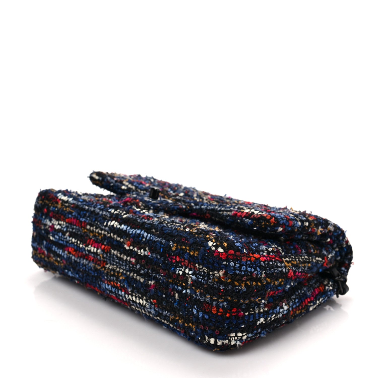 Chanel Tweed Sequin Chevron Quilted Medium Double Flap Multicolor 6 of 6