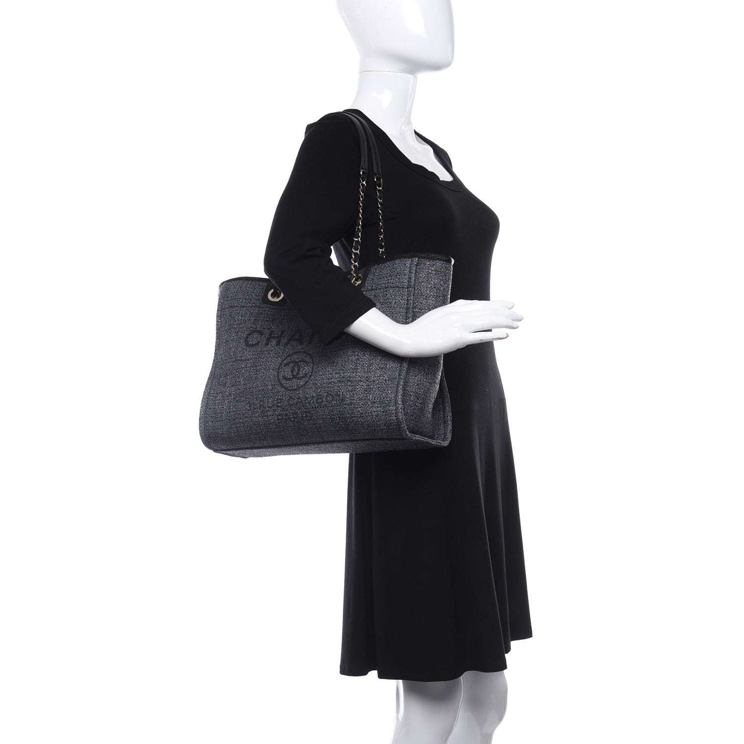 Chanel Mixed Fibers Small Deauville Tote Black 3 of 9