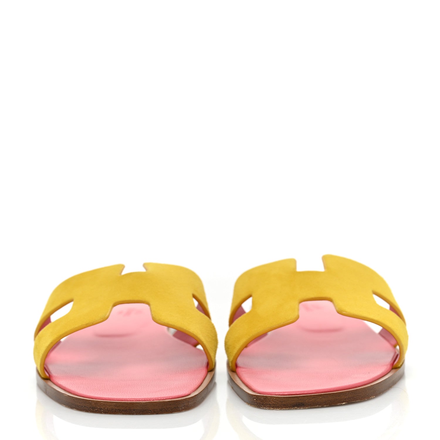Hermes Suede Goatskin Oran Sandals 39 Jaune Sable 2 of 8