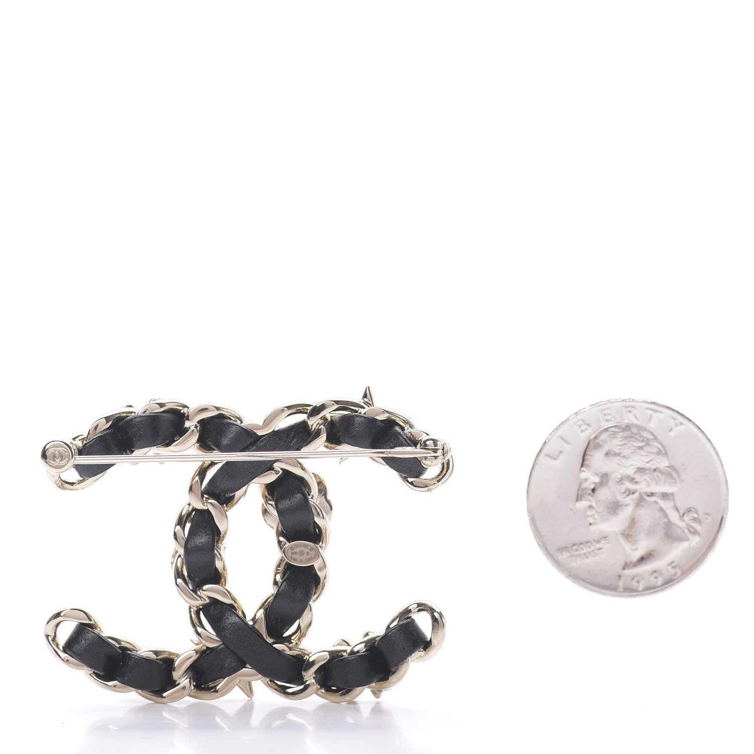 Chanel Lambskin Pearl Strass Sergeant Brooch Gold 3 of 5