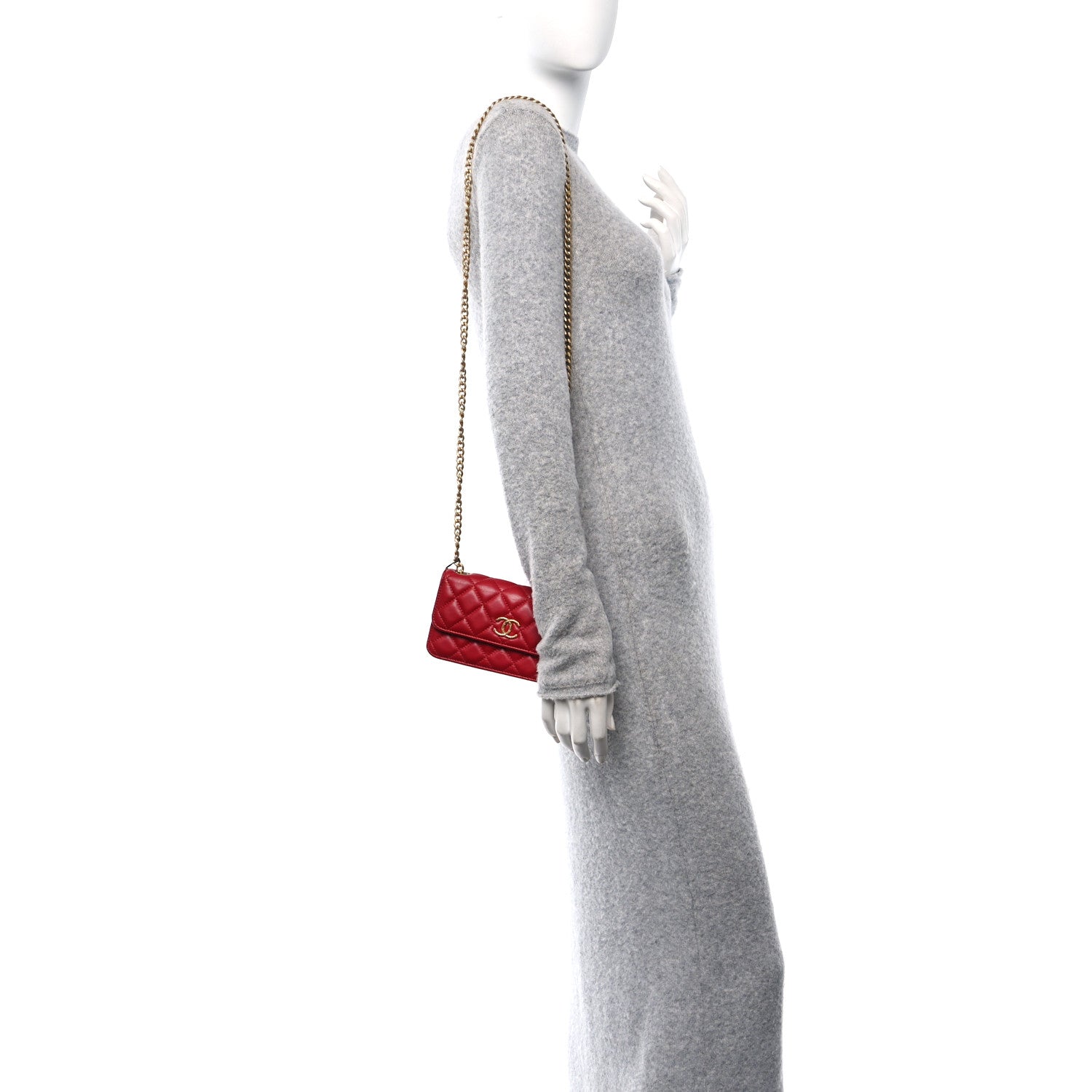 Chanel Lambskin Quilted Pillow Crush Flap Phone Holder With Chain Red 2 of 11