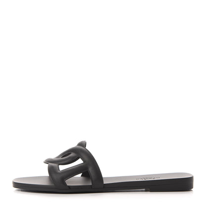 Hermes Rubber Aloha Sandals 35 Black 1 of 10