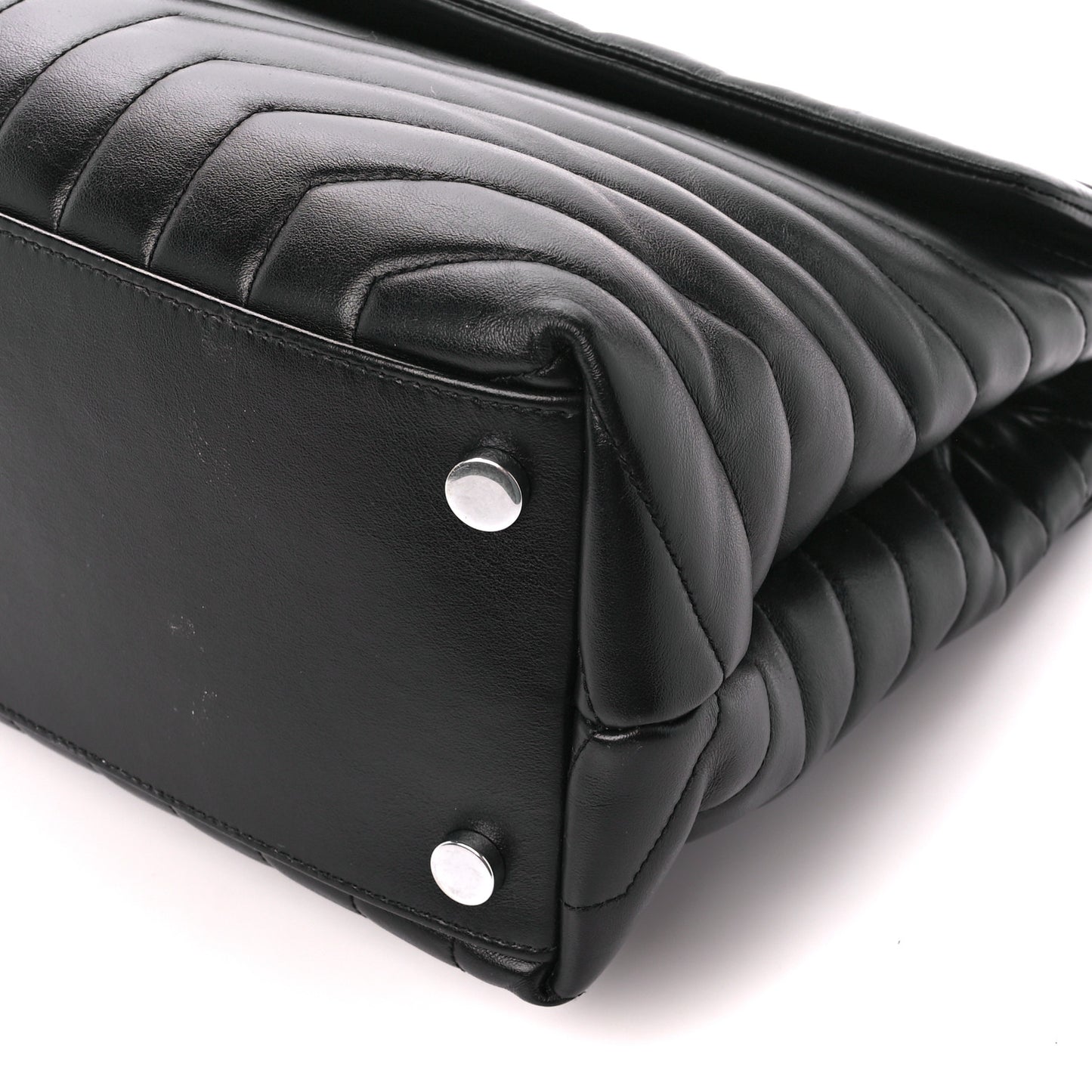 Calfskin Y Quilted Monogram Large Loulou Chain Satchel Black
