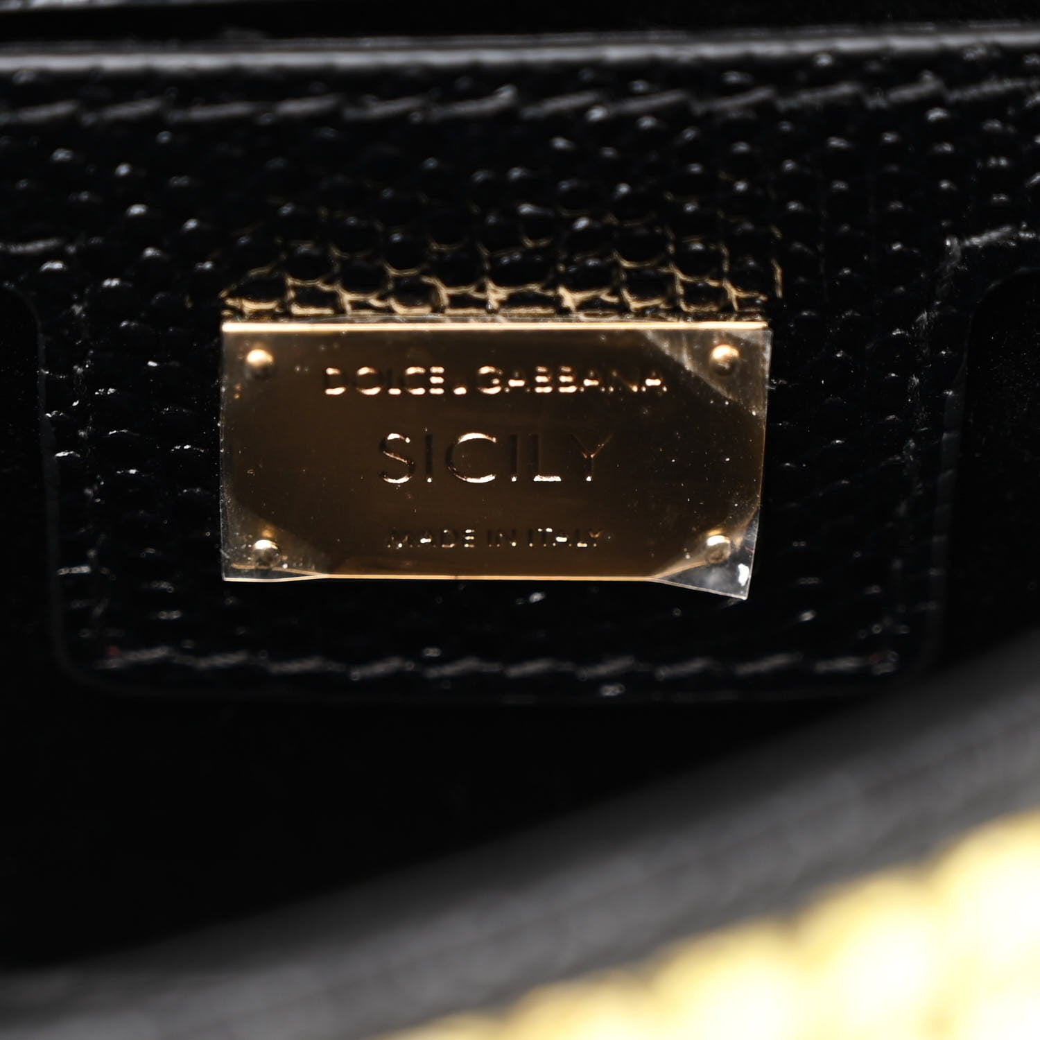 Dolce & Gabbana Stampa Iguana Embossed Crystal Small Miss Sicily Satchel Gold 6 of 10