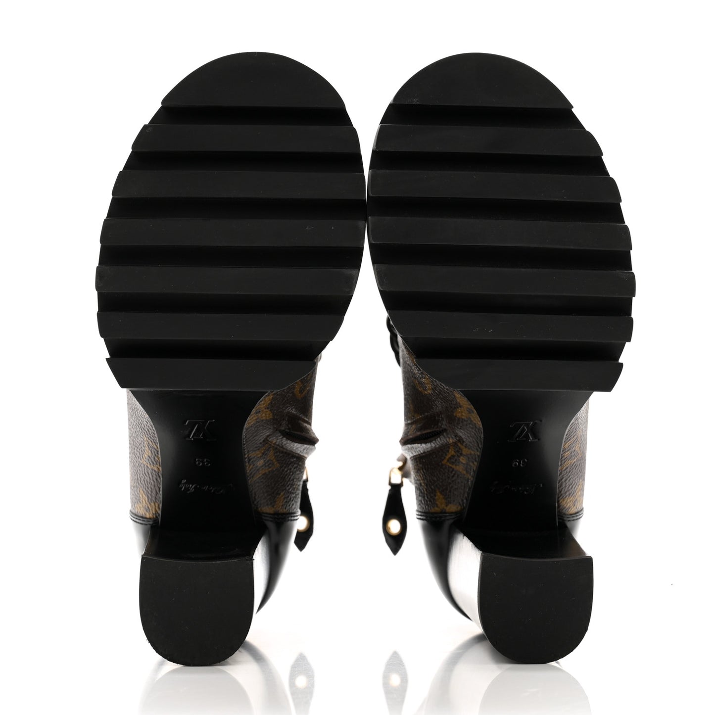 Patent Calfskin Monogram Star Trail Ankle Boots 39 Black