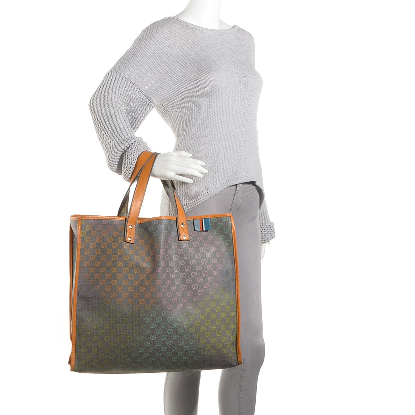 GG Plus Monogram Large Signature Web Loop Tote Multicolor