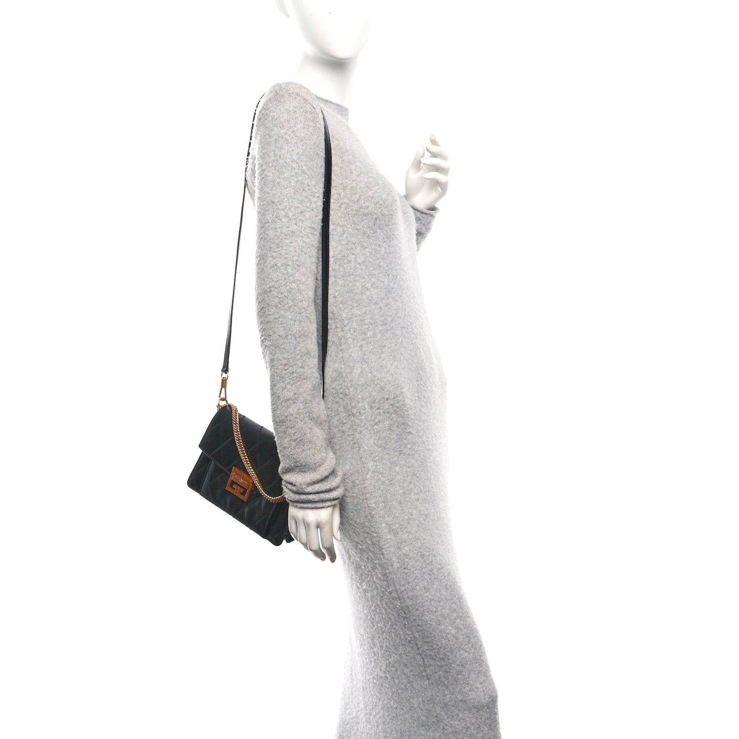 Goatskin Quilted Small GV3 Shoulder Bag Black