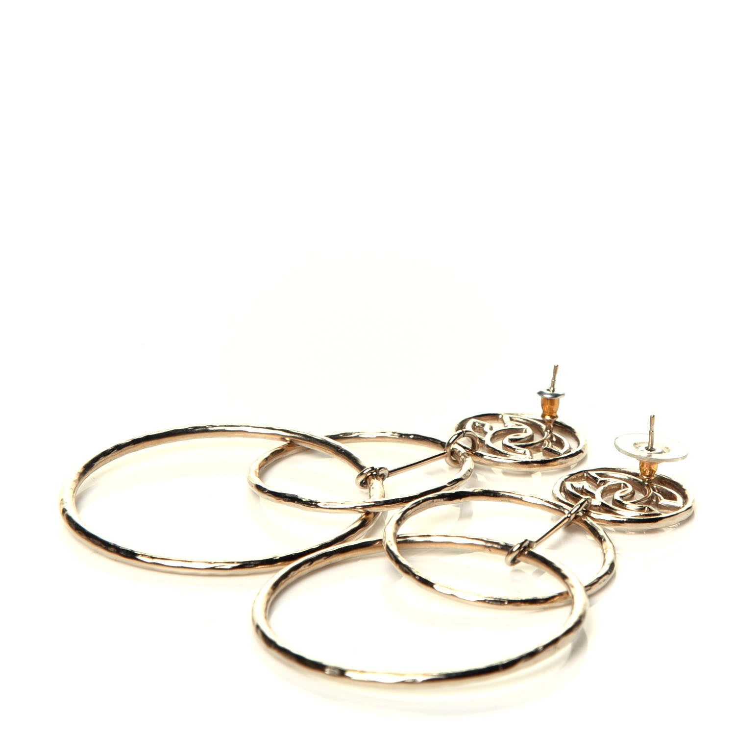 Chanel CC Hoop Drop Earrings Gold 3 of 5