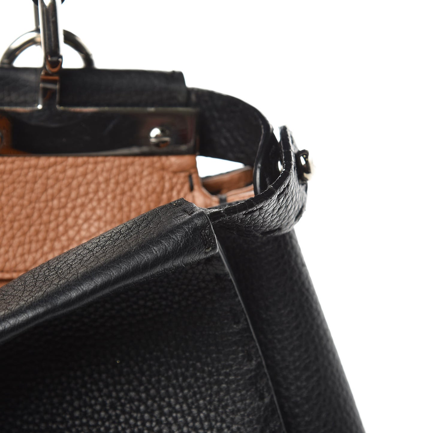 Cuoio Romano Selleria Bi-Color Medium Peekaboo Iconic Satchel Black Mou
