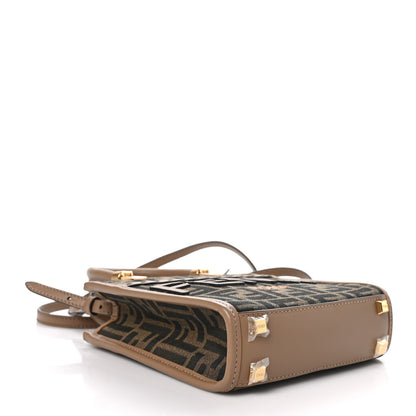 Fendi Fabric Jacquard Vitello Grace FF 1974 Logo Mini Sunshine Shopper Tobacco Moro Sand 4 of 10