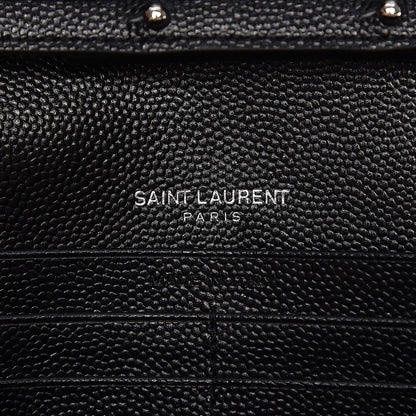 Saint Laurent Grain De Poudre Matelasse Chevron Monogram Chain Wallet Black 6 of 6