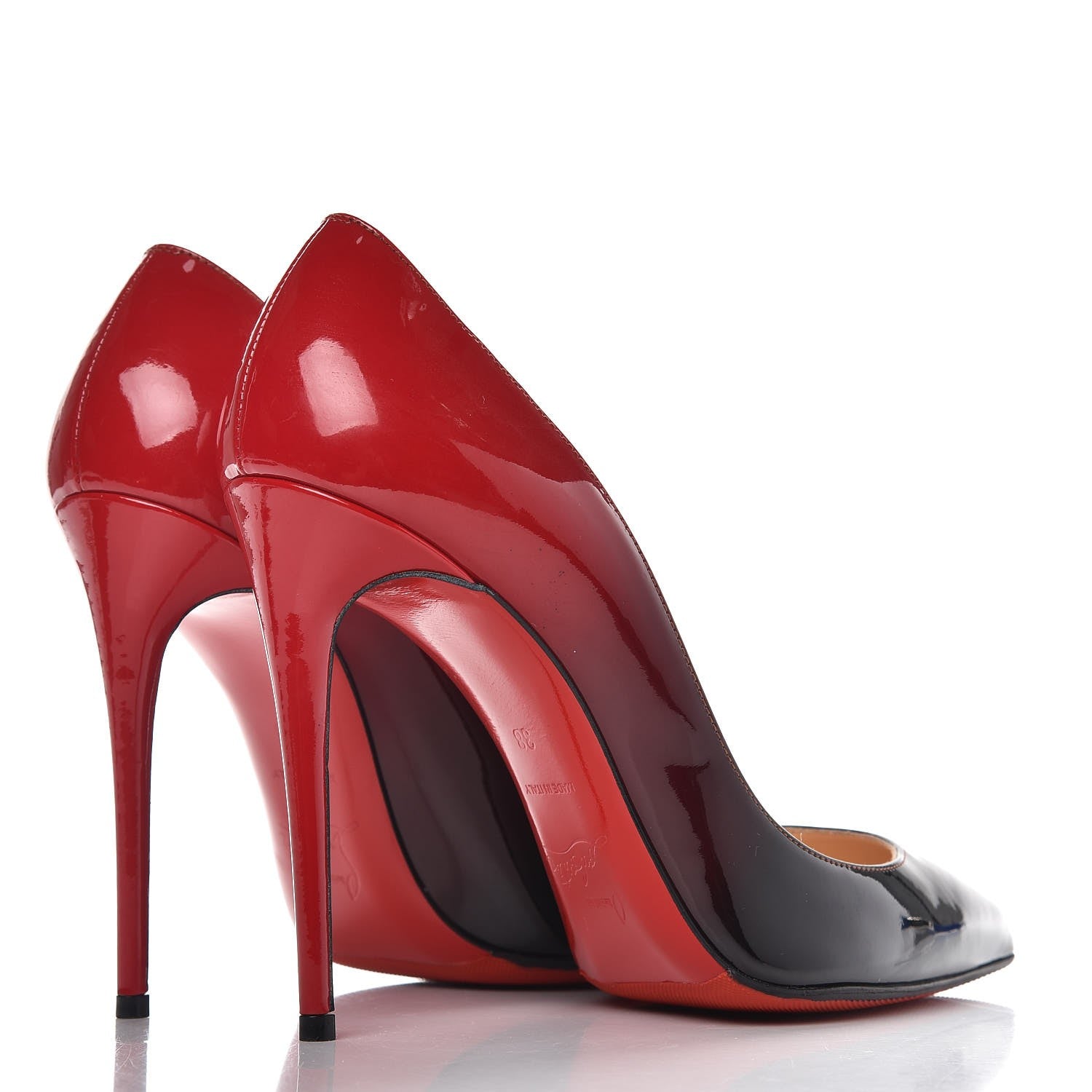 Christian Louboutin Patent Degrade Pigalle Follies 100 Pumps 38 Black Red 4 of 11
