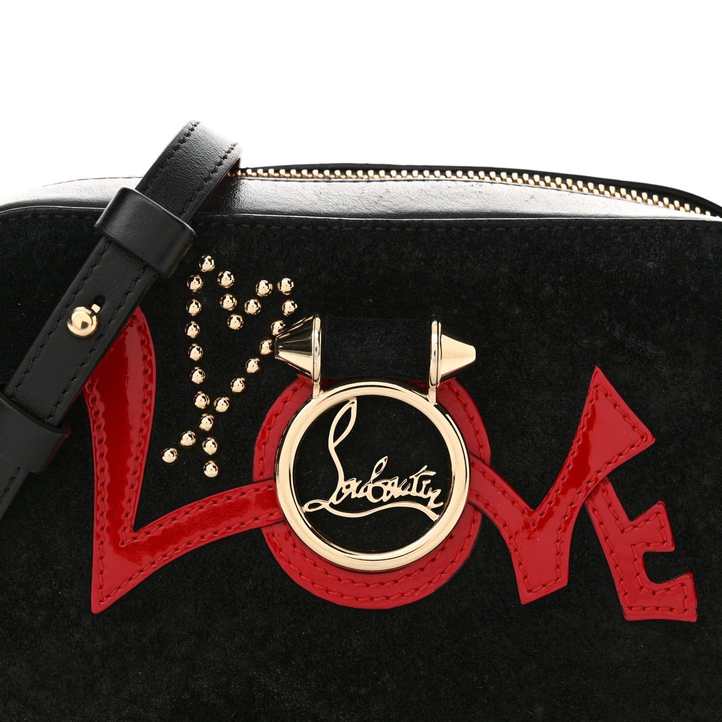 Suede Calfskin Love Rubylou Crossbody Black