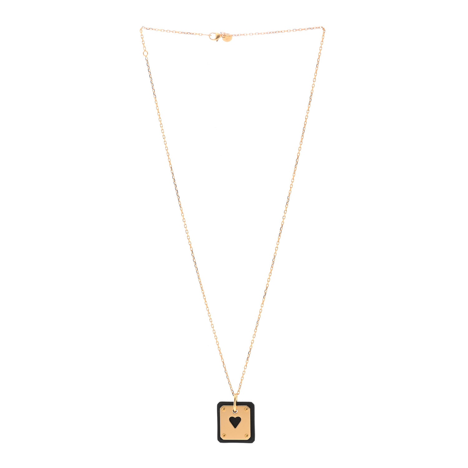 Hermes Gold Plated Swift As De Coeur Necklace Black 3 of 8