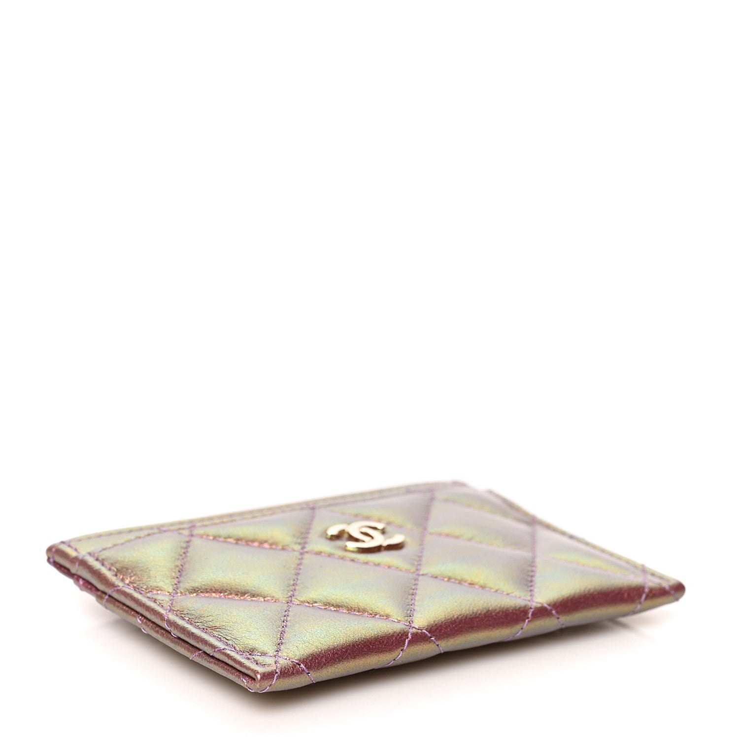 Chanel Iridescent Lambskin Quilted Card Holder Purple 4 of 8