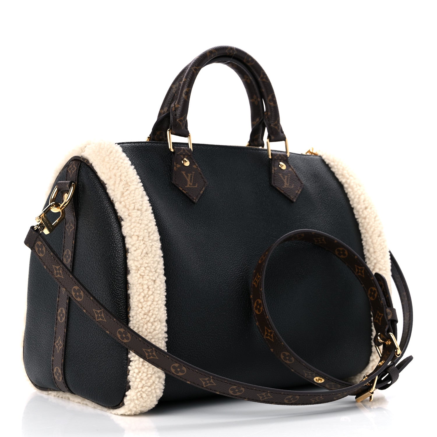 Louis Vuitton Calfskin Monogram Teddy Speedy Bandouliere 30 Black 3 of 8