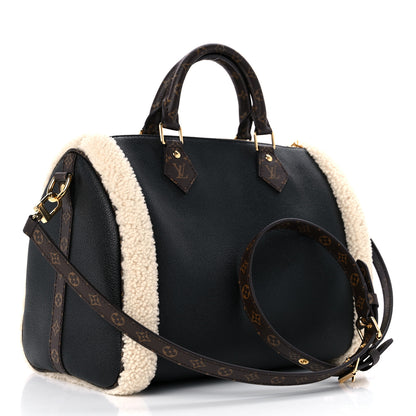 Louis Vuitton Calfskin Monogram Teddy Speedy Bandouliere 30 Black 3 of 8