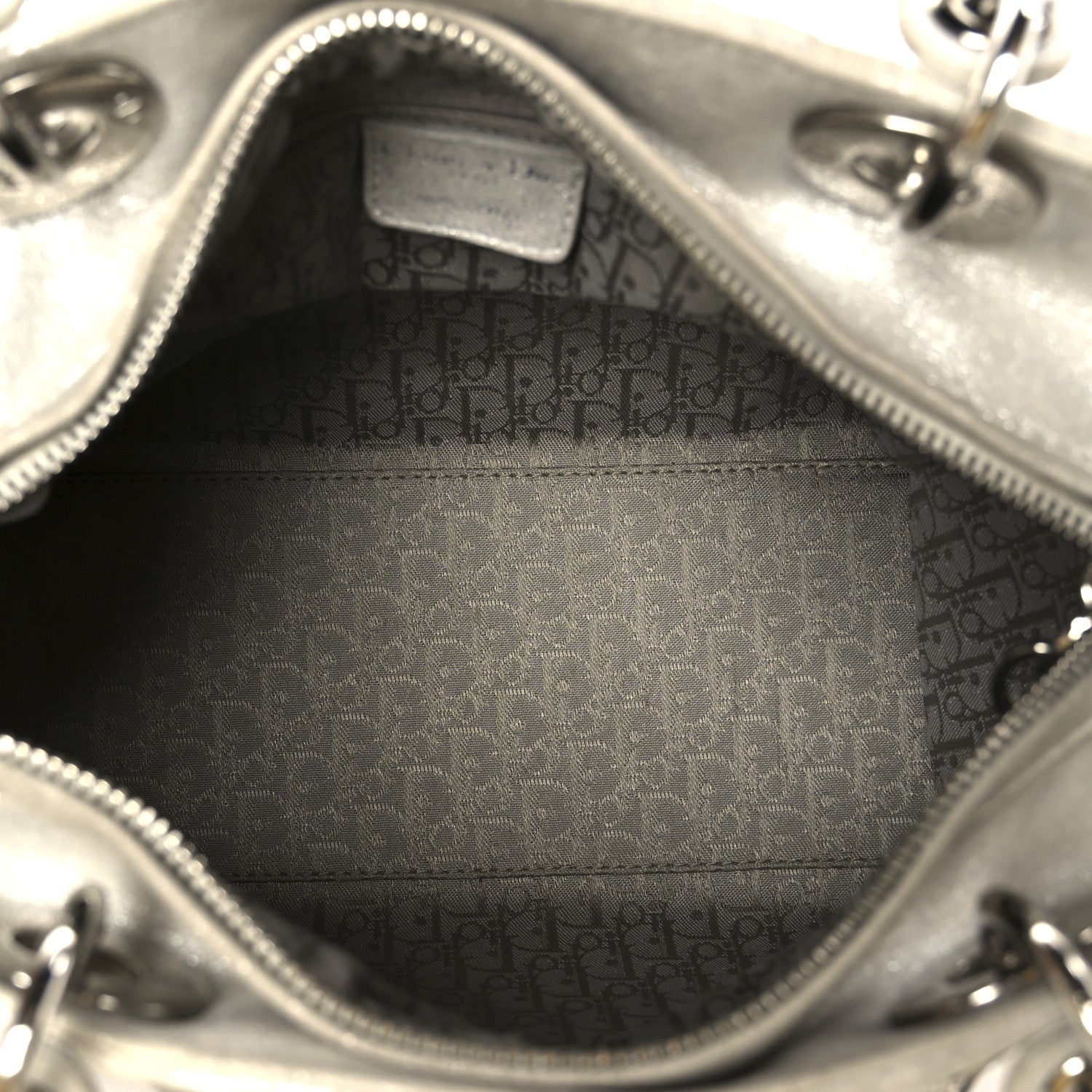 Christian Dior Metallic Nubuck Cannage Medium Lady Dior Silver 5 of 10