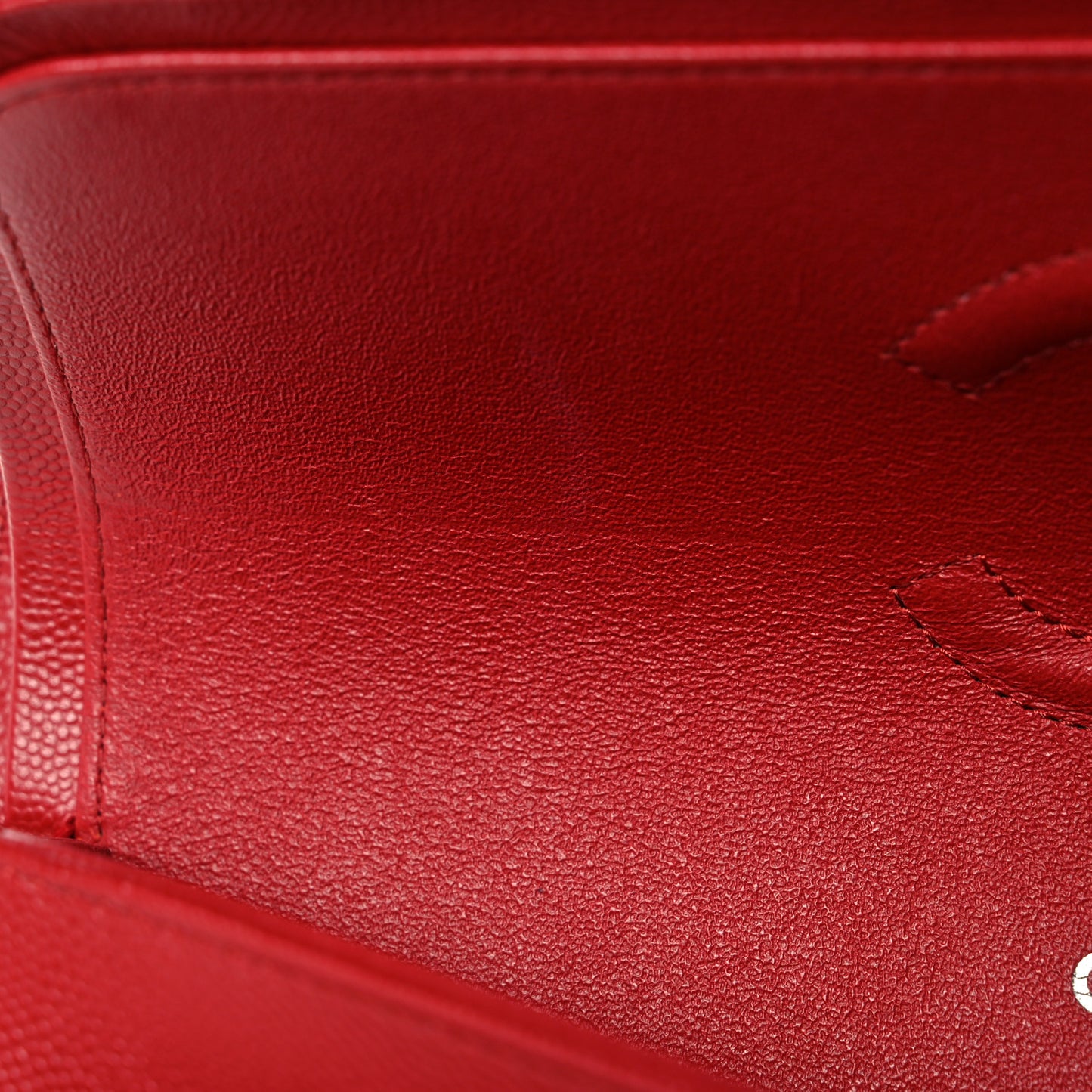 Caviar Chevron Quilted Medium Double Flap Red