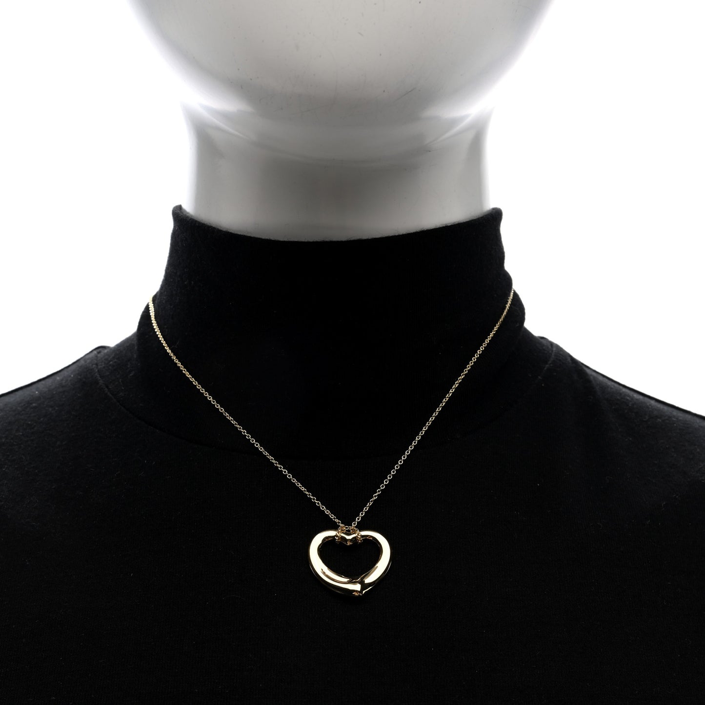 18K Yellow Gold 22mm Elsa Peretti Open Heart Pendant Necklace