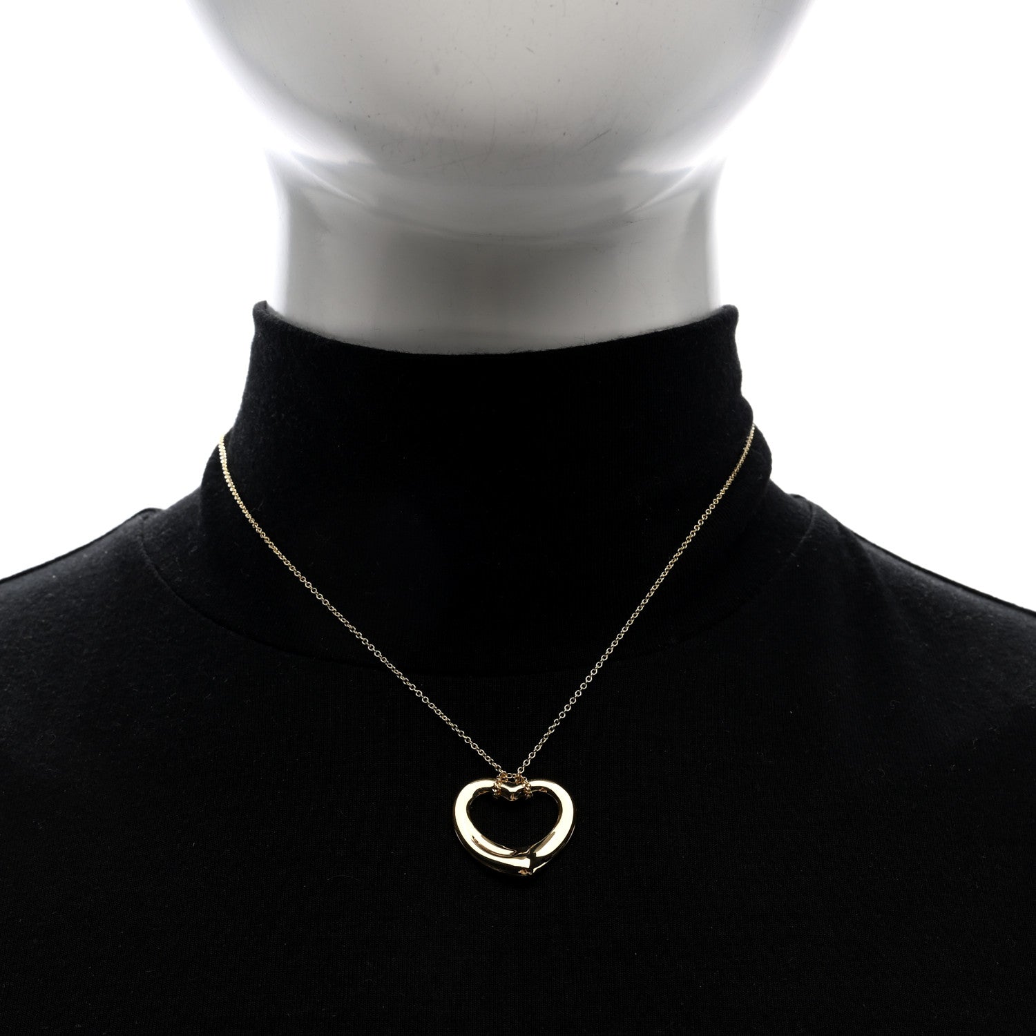 Tiffany 18K Yellow Gold 22mm Elsa Peretti Open Heart Pendant Necklace 2 of 6