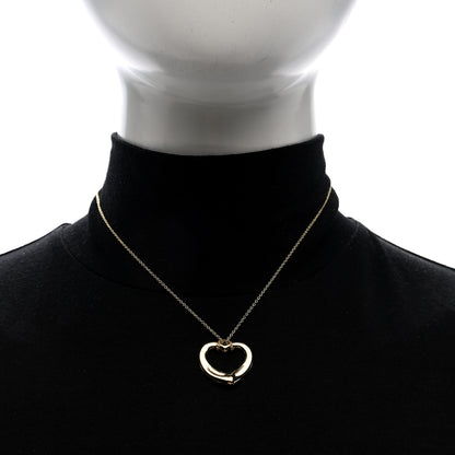 Tiffany 18K Yellow Gold 22mm Elsa Peretti Open Heart Pendant Necklace 2 of 6
