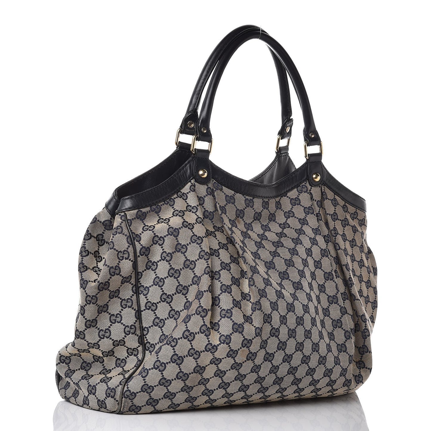 Monogram Calfskin Large Sukey Tote Beige Blue