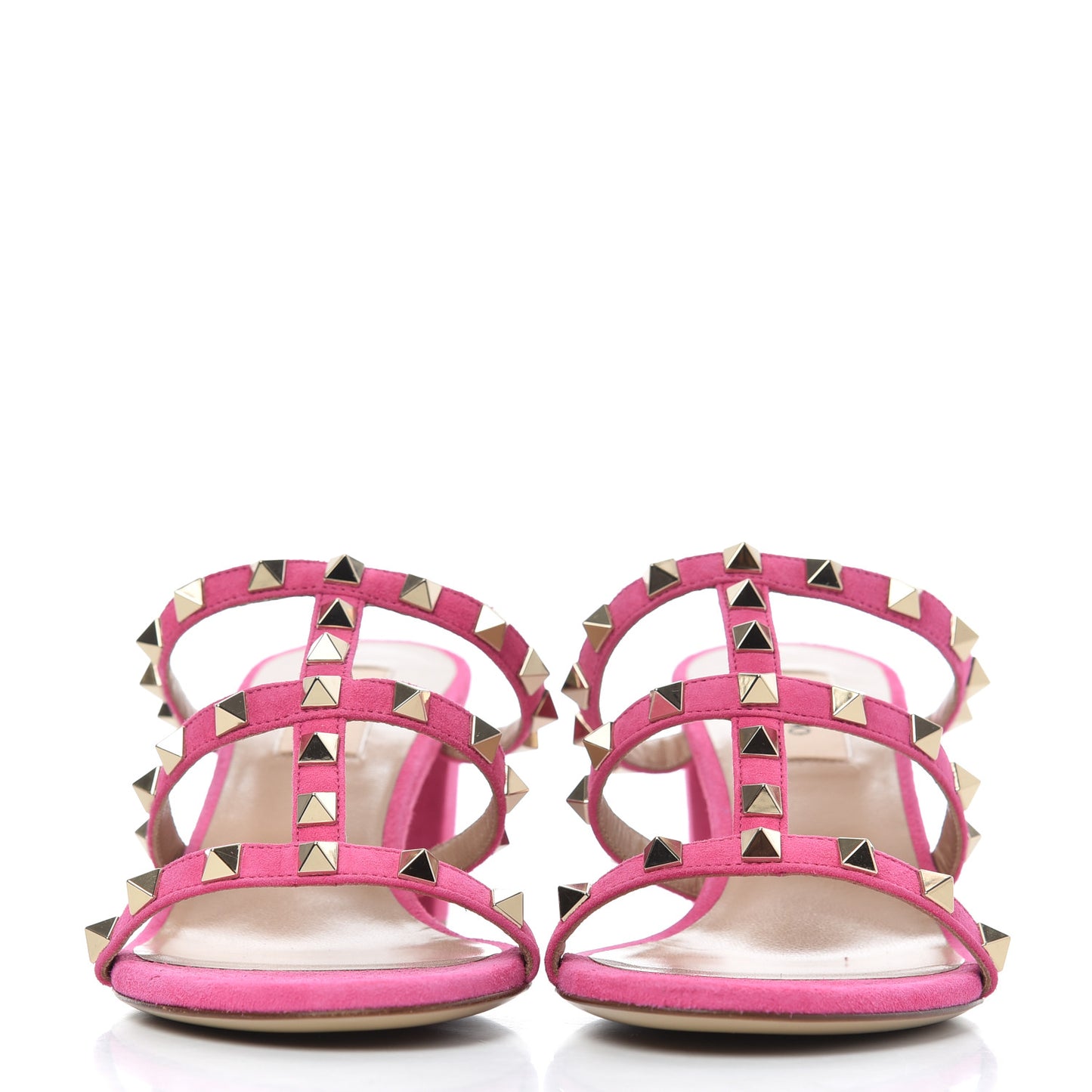 Suede Rockstud 60mm Caged Slide Sandals 37.5 Pink Orchid