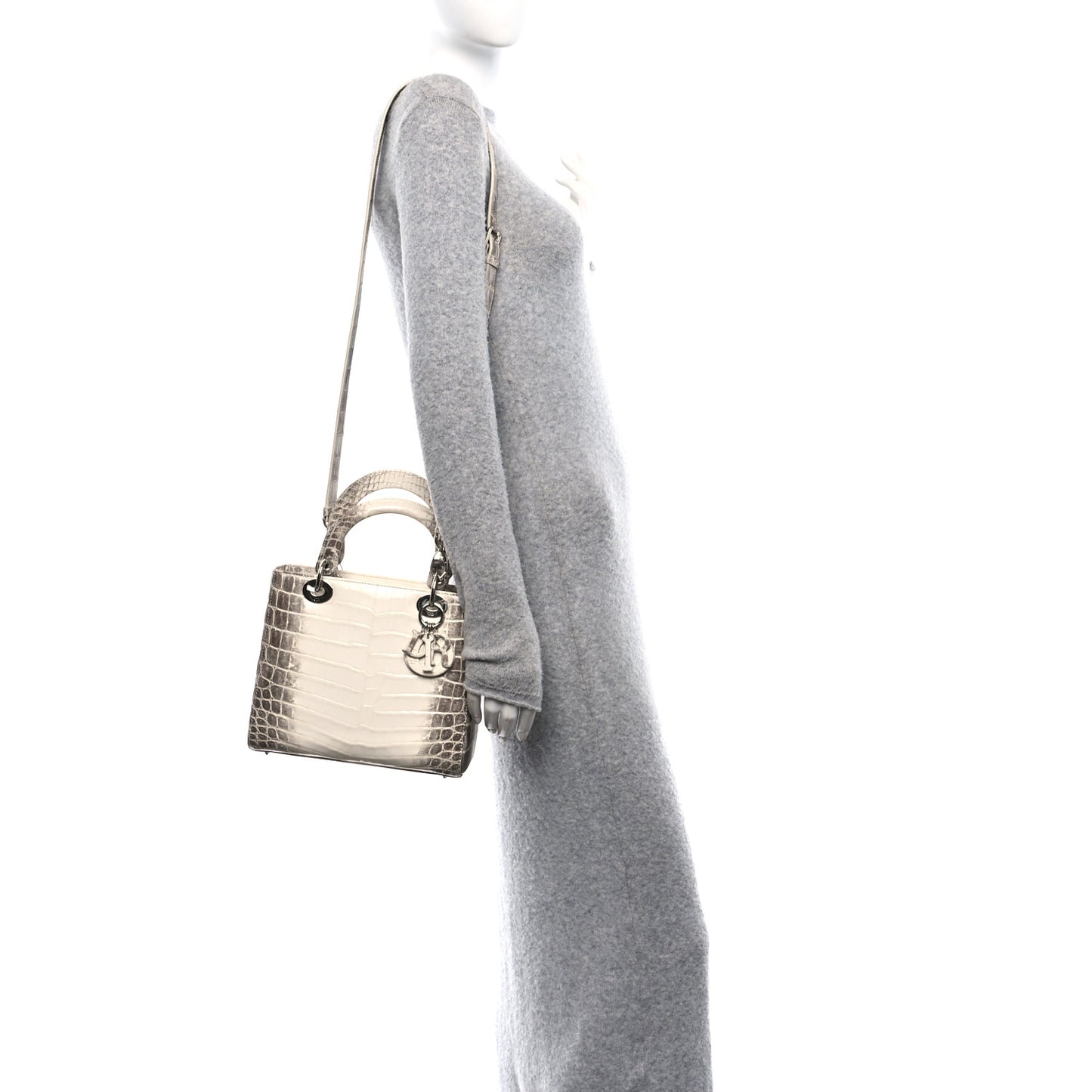 Niloticus Crocodile Himalaya Medium Lady Dior White