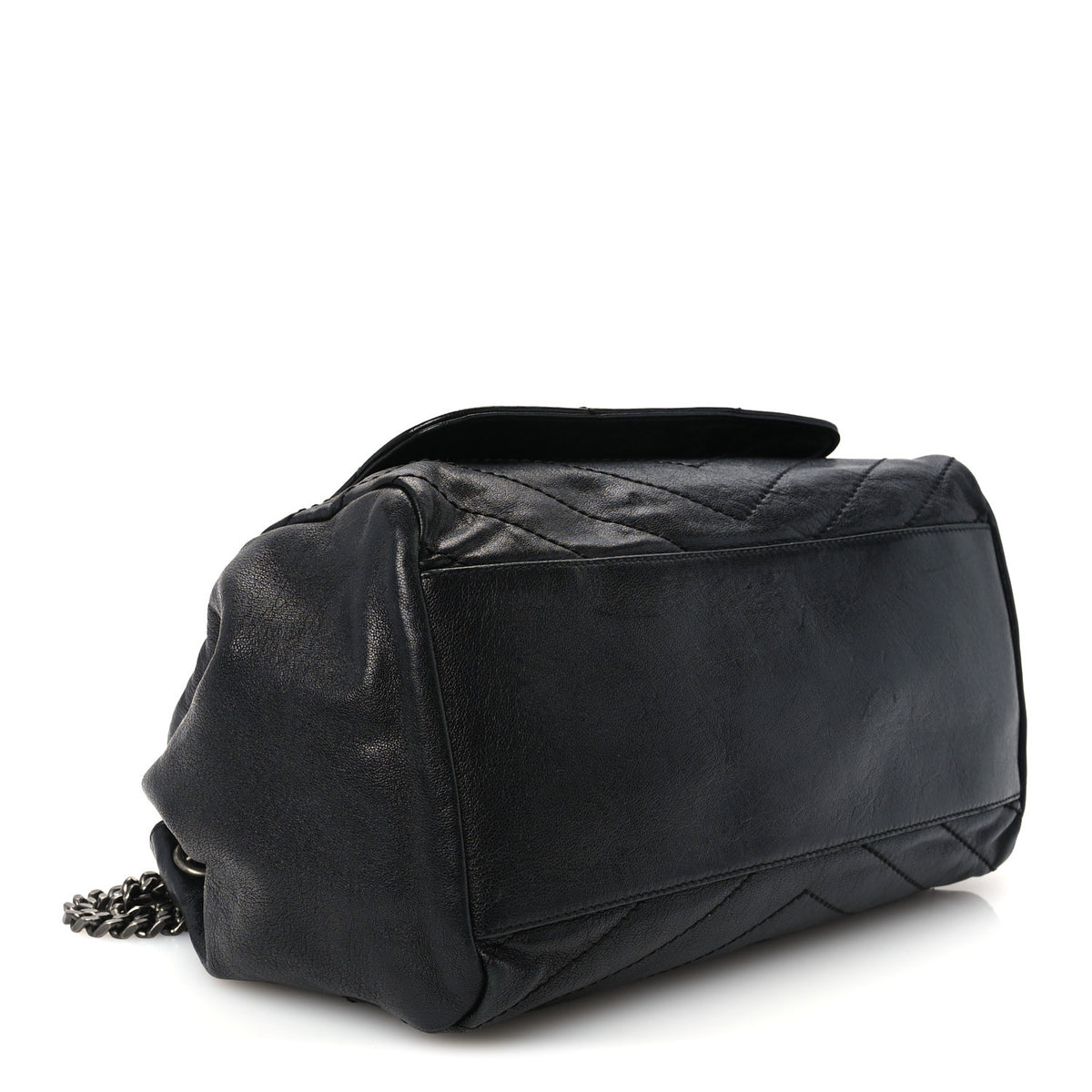 Saint Laurent Vintage Lambskin Chevron Monogram Medium Nolita Black 6 of 13