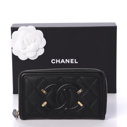 Chanel Caviar Quilted Medium Filigree Zip Around Wallet Black 11 of 11