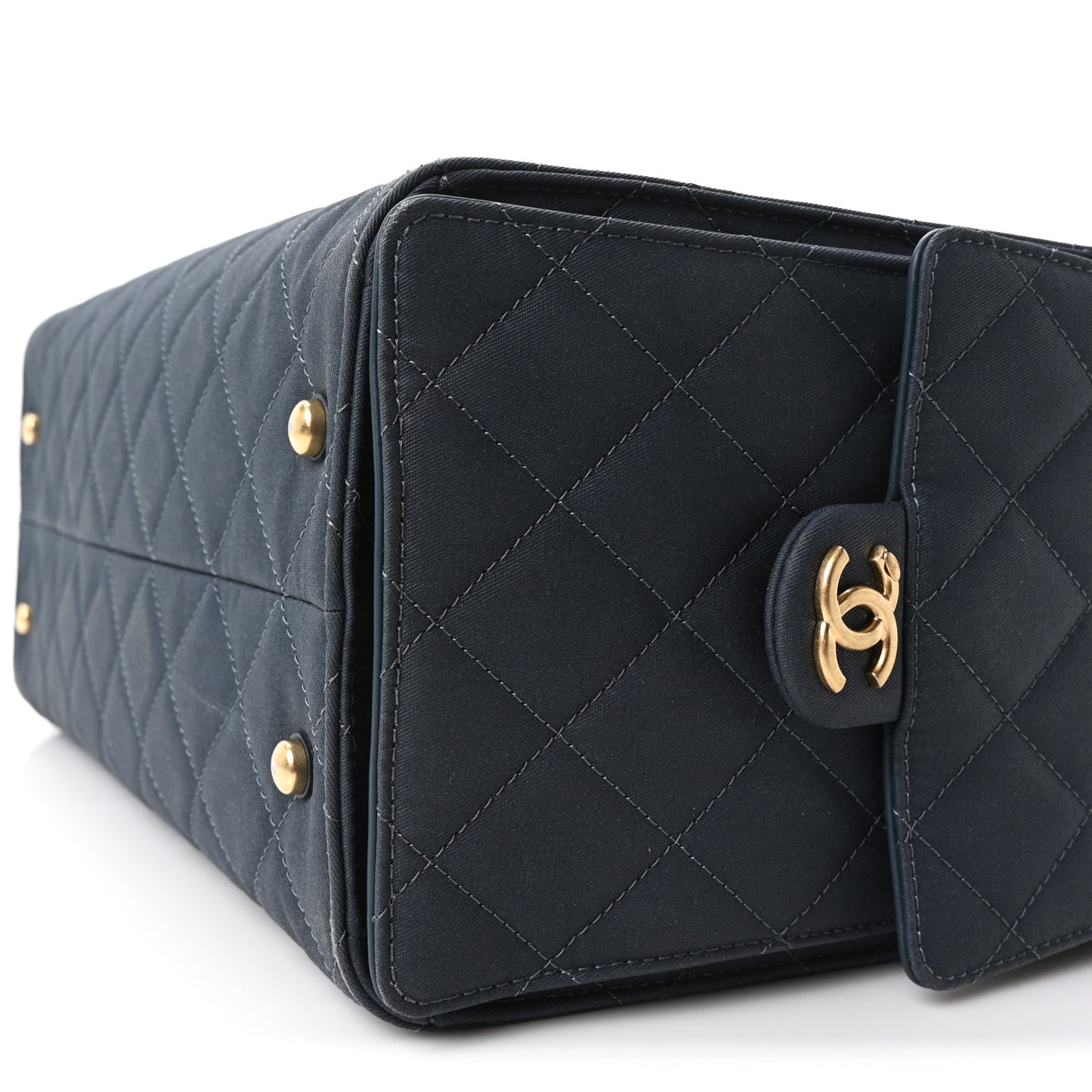 Canvas Quilted Medium Chanel 25 Handbag Dark Blue