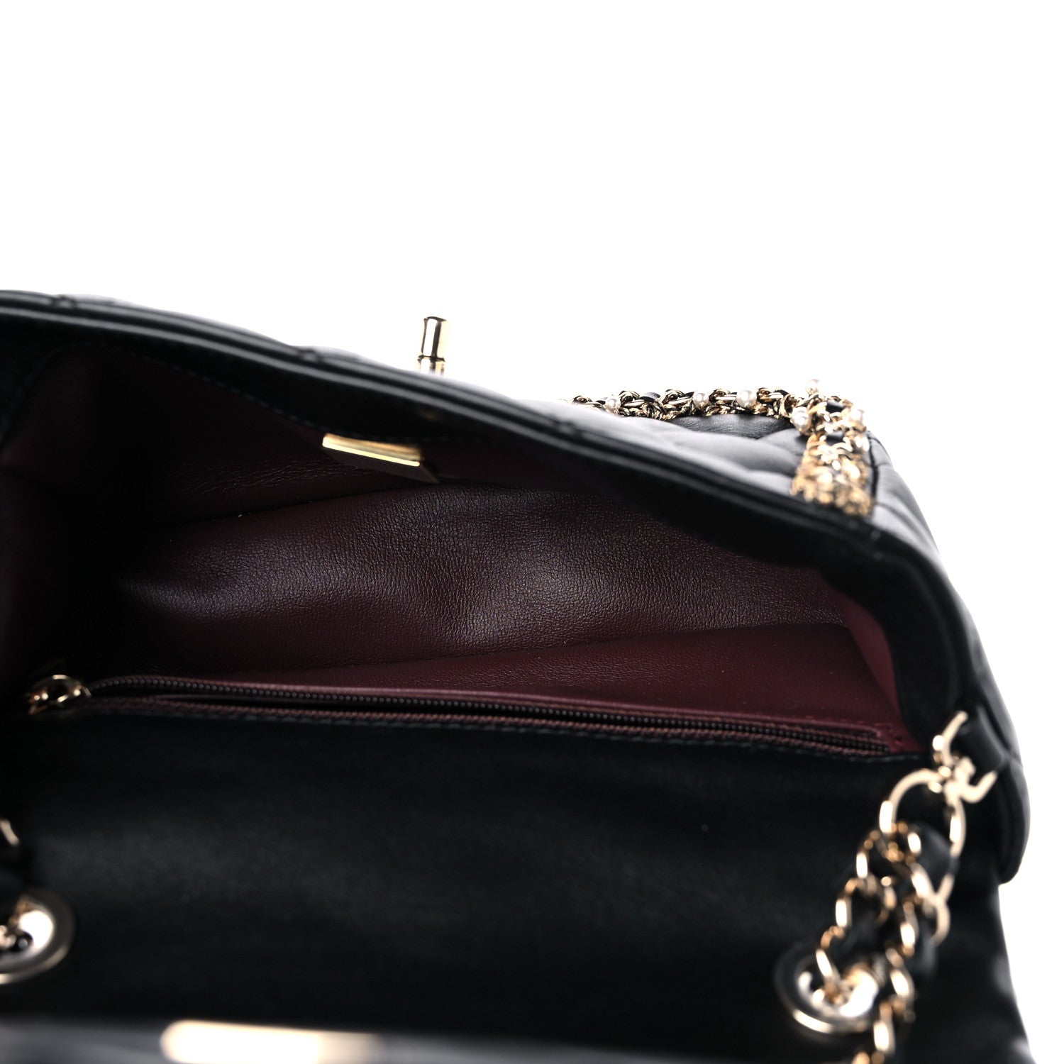 Chanel Lambskin Quilted Pearl Edge Mini Rectangular Flap Bag Black 5 of 10