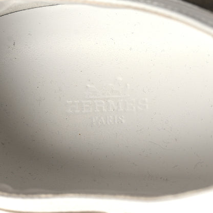 Hermes Suede Goatskin Calfskin Womens Get Sneakers 41 Vert Toundra White 8 of 9