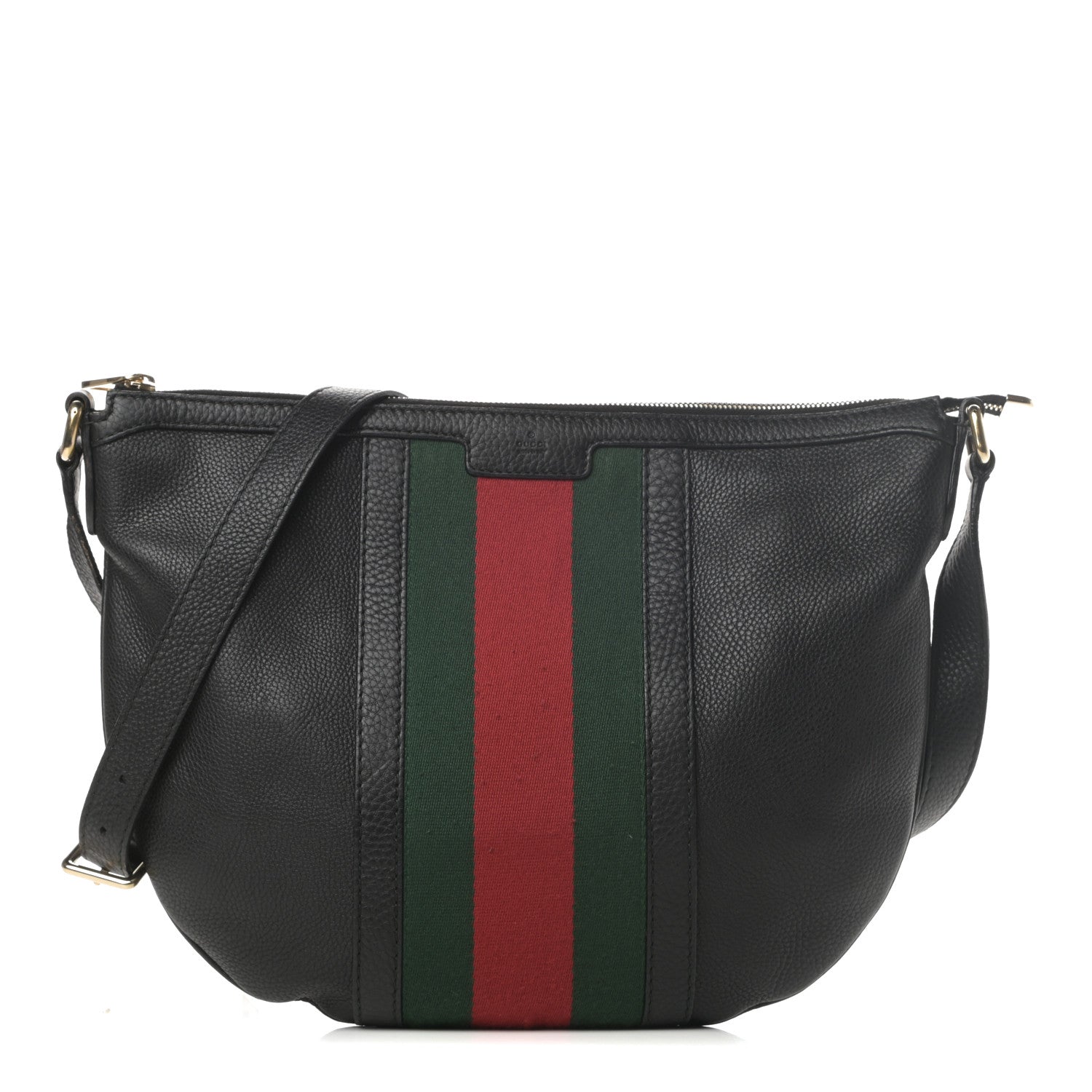 Gucci Pebbled Calfskin Vintage Web Medium Half Moon Hobo Black 1 of 14