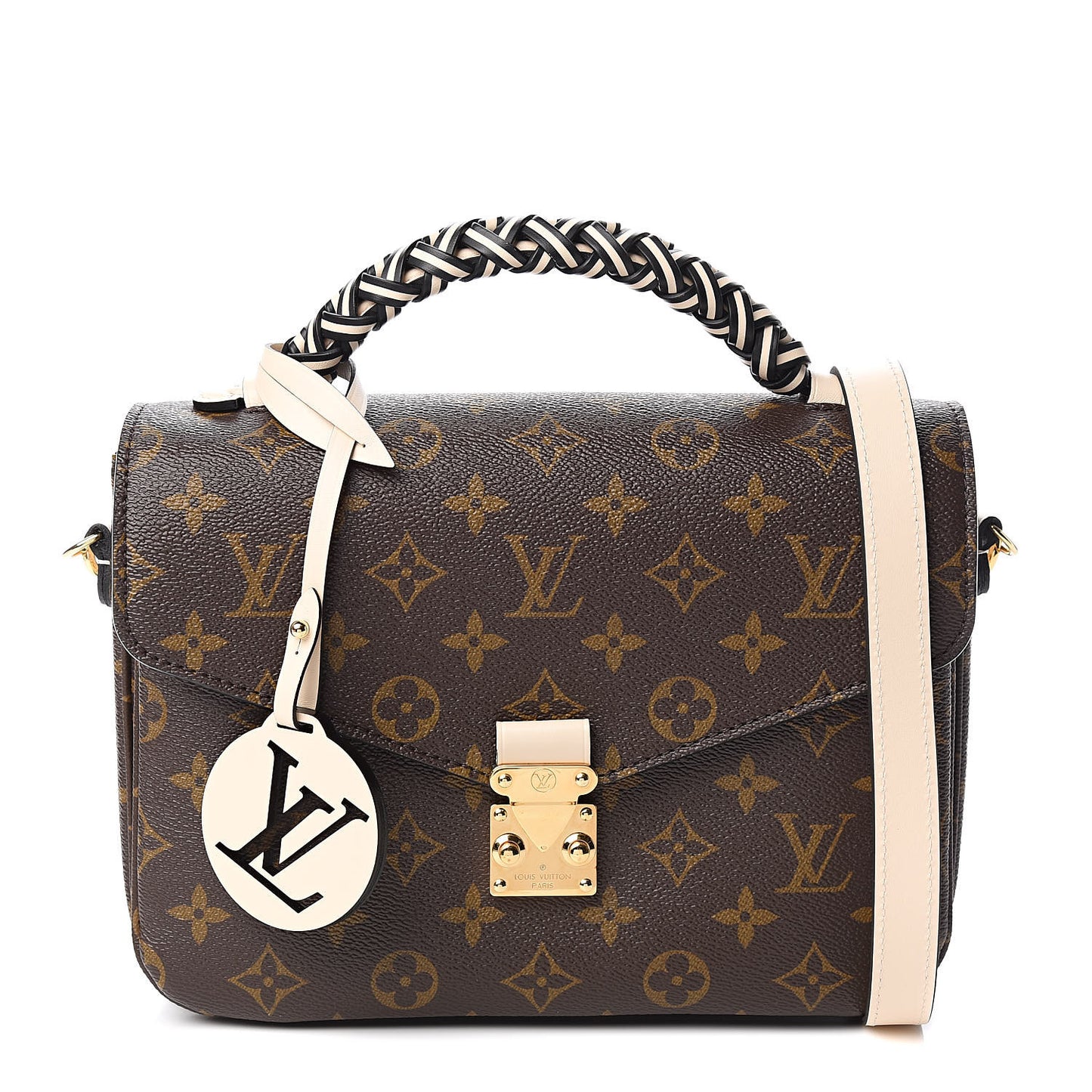 Monogram Braided Pochette Metis Creme Beige
