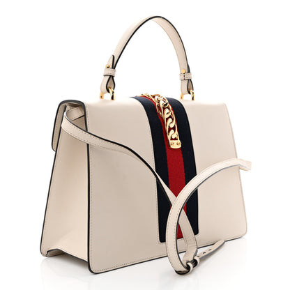 Gucci Calfskin Web Medium Sylvie Top Handle Bag White 3 of 16