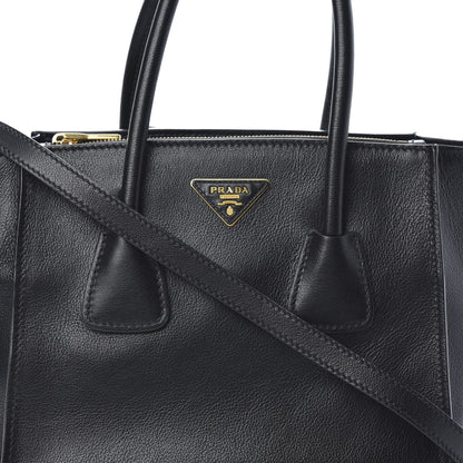 Prada Glace Calf Small Twin Pocket Tote Black 8 of 11