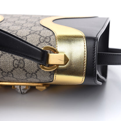 Gucci GG Supreme Monogram Small Osiride Top Handle Bag Black Gold 11 of 12