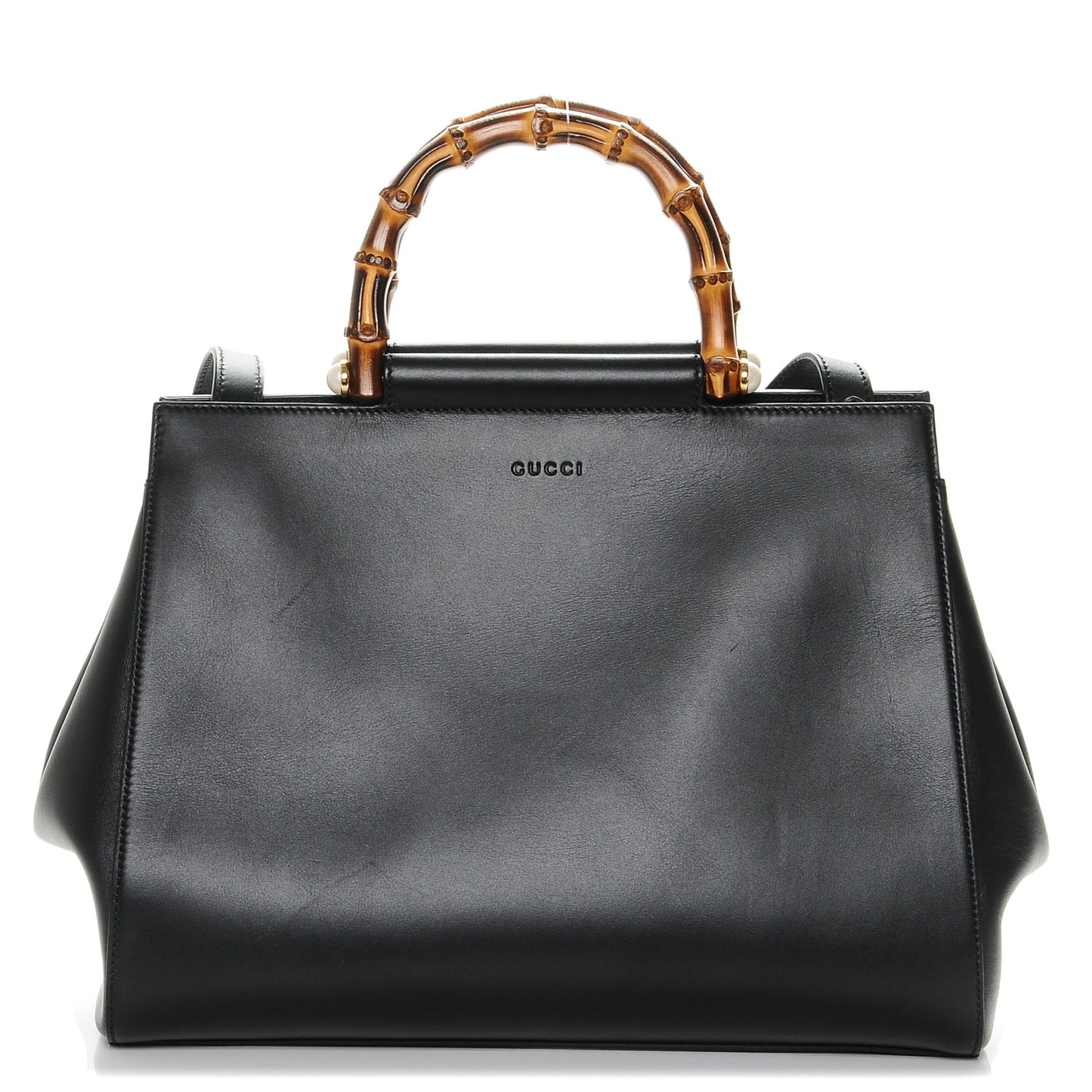 Nappa Bamboo Medium Nymphaea Top Handle Bag Black