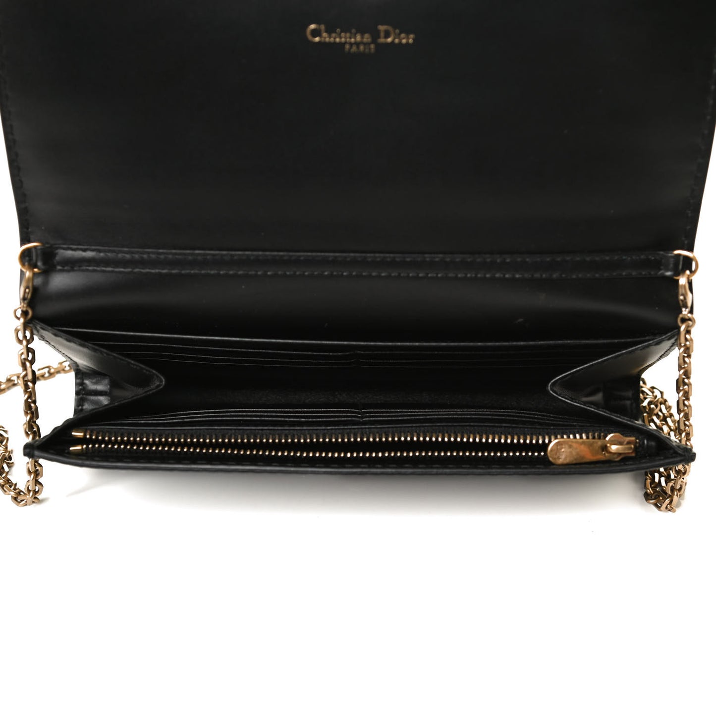 Smooth Calfskin J'adior Croisiere Chain Wallet Black