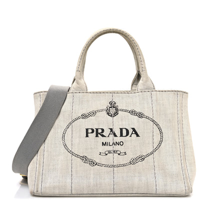 Prada Denim Small Logo Tote Bianco 1 of 12