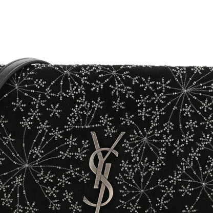 Saint Laurent Suede Bead Embellished Classic Monogram Kate Tassel Chain Wallet Black 8 of 11