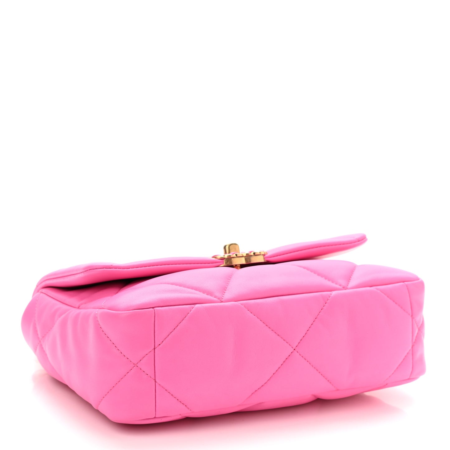 Shiny Lambskin Quilted Medium Chanel 19 Flap Neon Pink