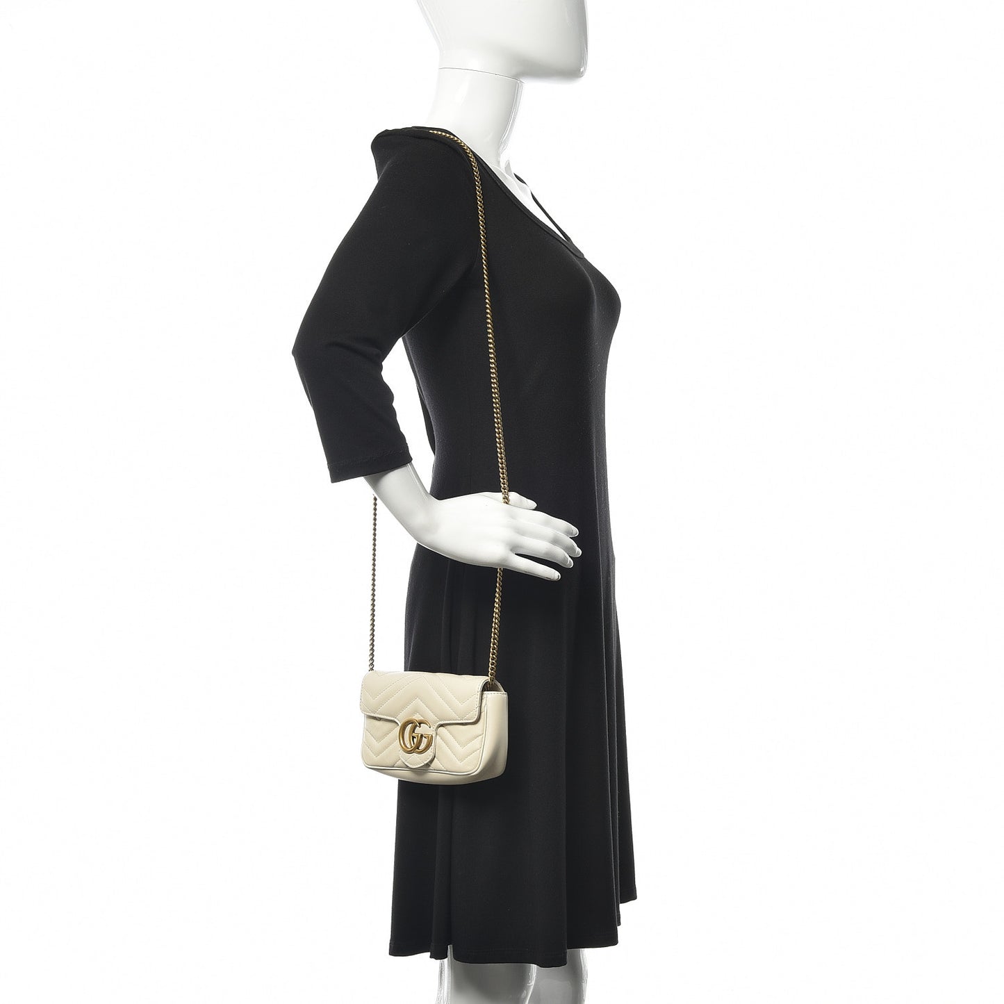 Calfskin Matelasse Super Mini GG Marmont Shoulder Bag White